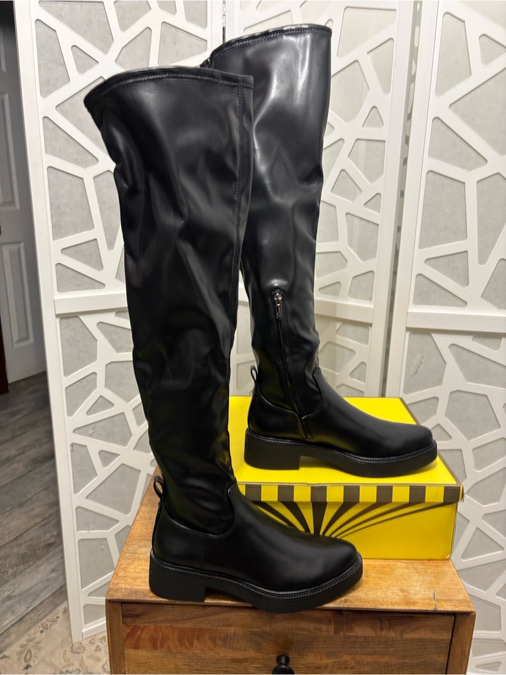 Circus Ny Black knee high Platform Heeled Boots
